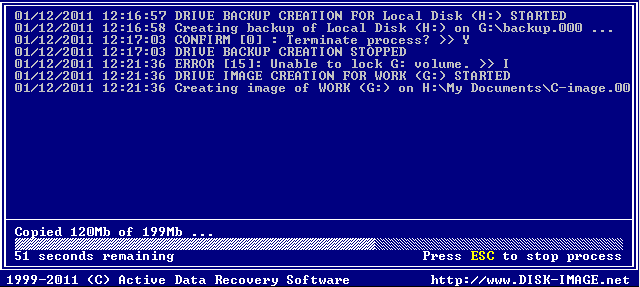 Active@ Disk Image for DOS. Starting Disk Image creation process 2 Active@ Disk Image for DOS. Starting Disk Image creation process 2