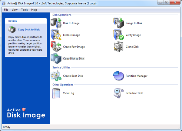 disk image software main window disk image software main window