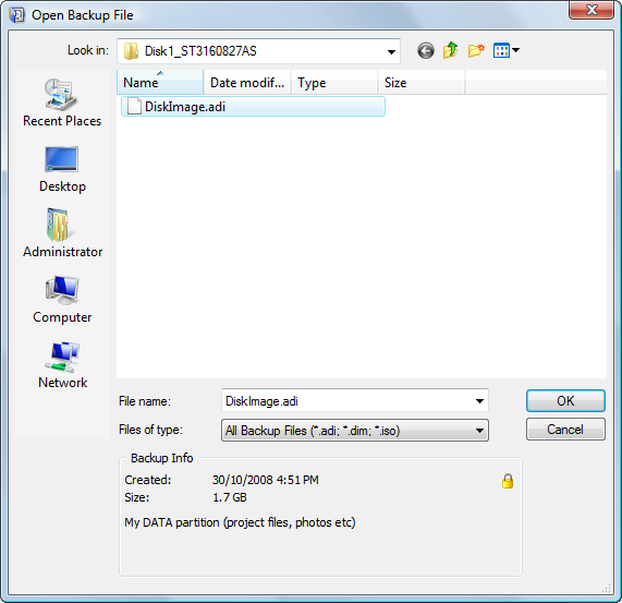 Open Backup File Open Backup File